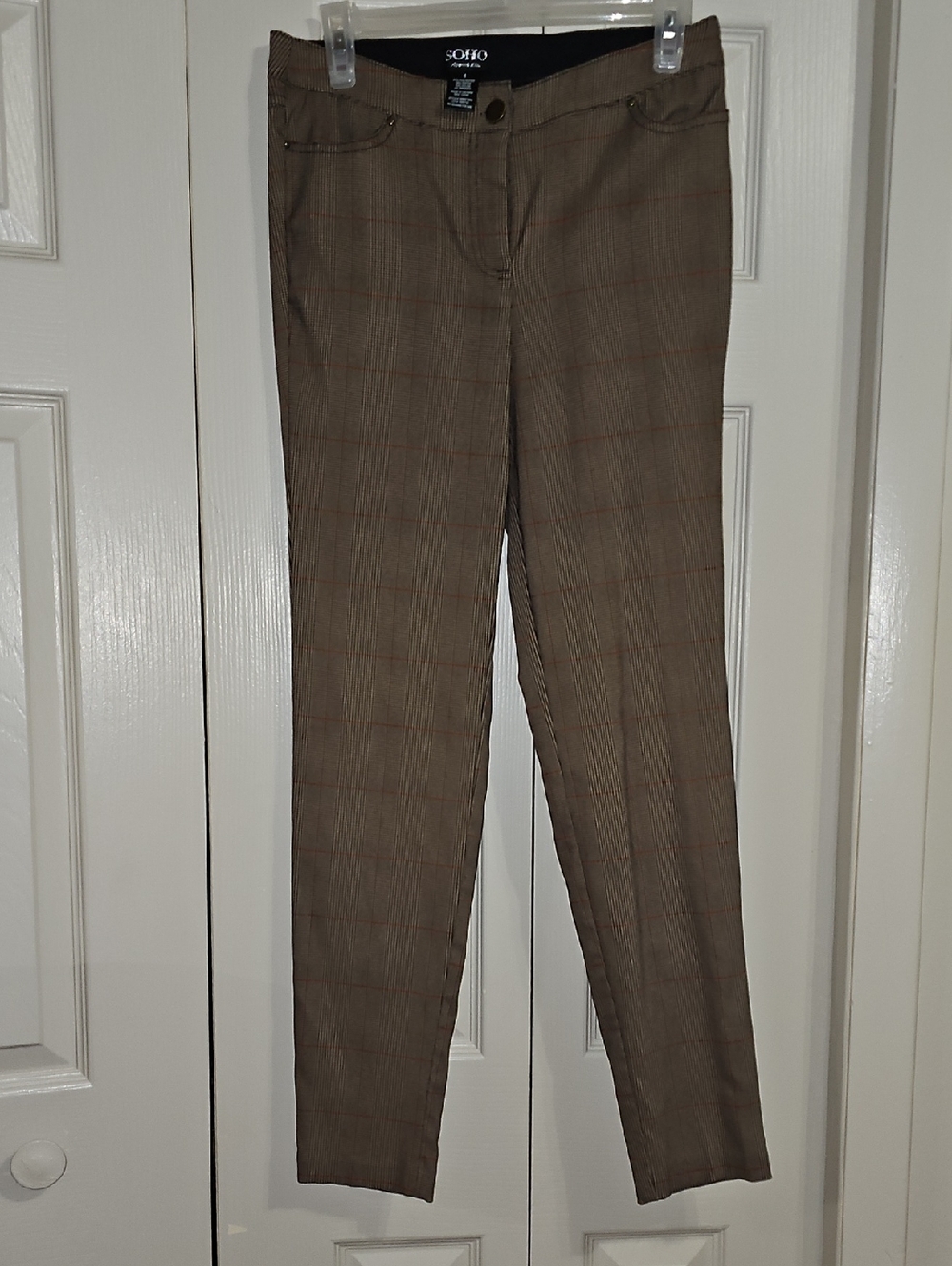 Soho Brown Plaid Skinny Pants